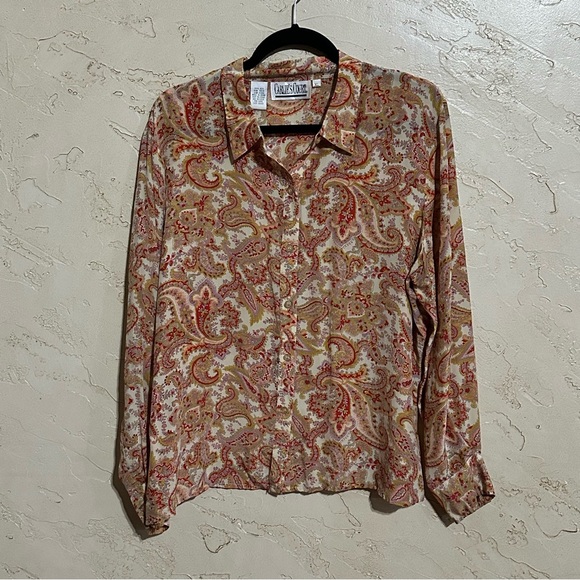 Carlie’s Court Women’s Paisley Shirt 100% Silk size XL - Picture 1 of 4